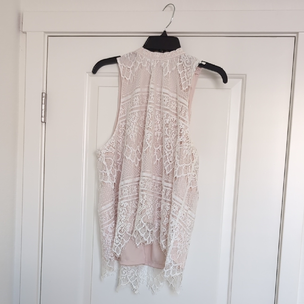 LC Lauren Conrad Lace Blouse - Cream and White